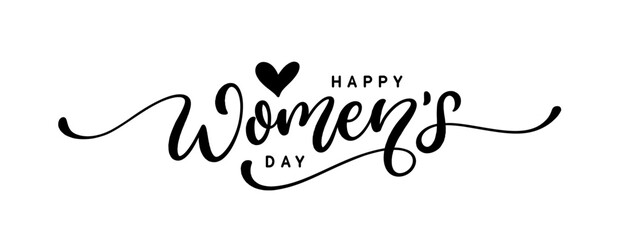 Happy Women's Day handwritten lettering design. Holiday calligraphy text for postcard, poster, banner design element. Happy Women's Day handwritten lettering.