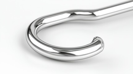 Fototapeta premium Close-up of a chrome umbrella handle on a white background