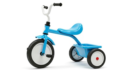 Blue Tricycle Isolated on White Background Ready for Child's Playtime