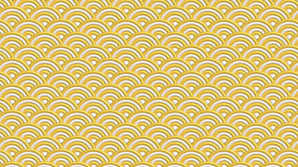 A beautifully intricate seam pattern featuring a wavy design in shimmering gold and crisp white, creating an elegant and luxurious aesthetic ideal for various design applications.