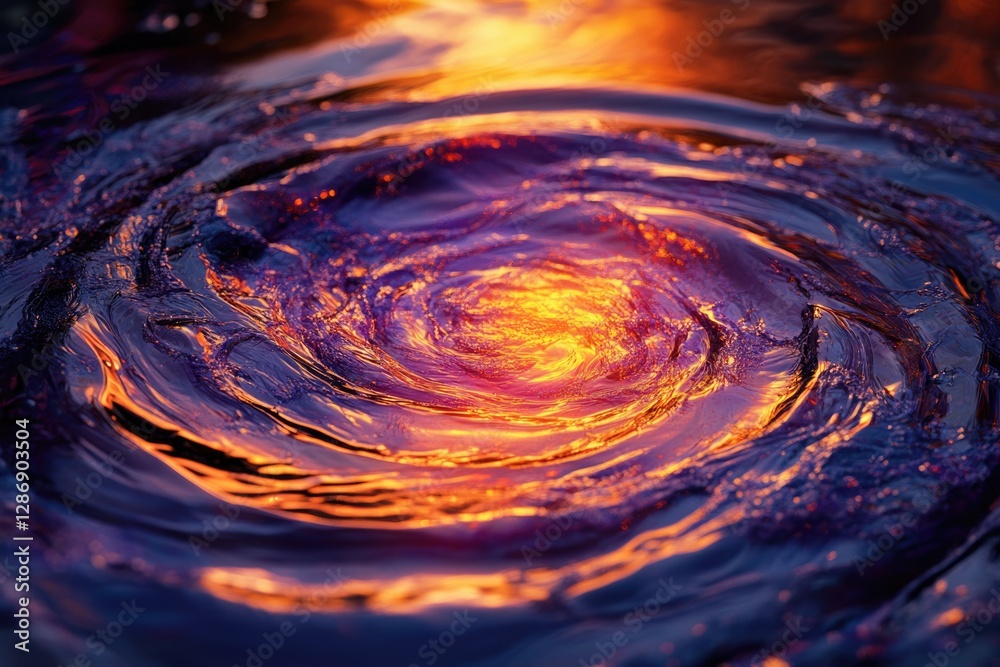 Aufkleber sunset reflected in swirling water, creating a mesmerizing fiery vortex.