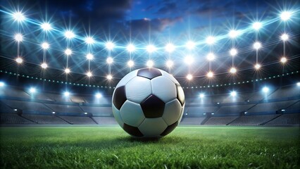 Naklejka premium soccer ball on green grass