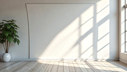 Minimalist Room Interior Design Sunlight Streaming Through Window onto Light Wood Floor and White