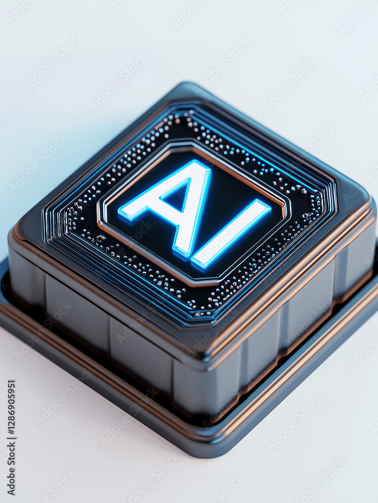 Poster futuristic ai chip illuminating artificial intelligence technology