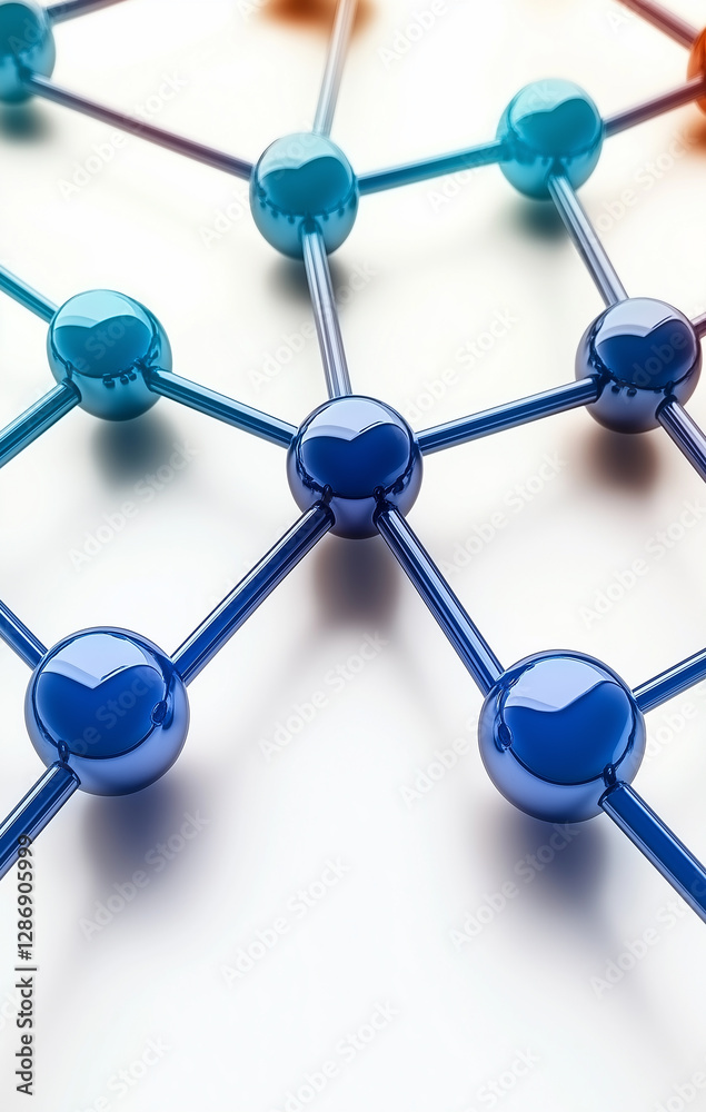 Poster Network nodes connecting, creating complex structure symbolizing data flow
