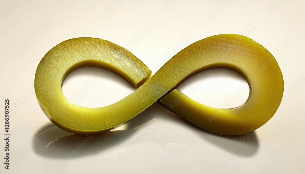 Poster halved olive casting a shadow that forms an elegant infinity symbol on a light surface
