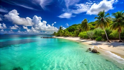 Fototapeta premium tropical beach with palm trees