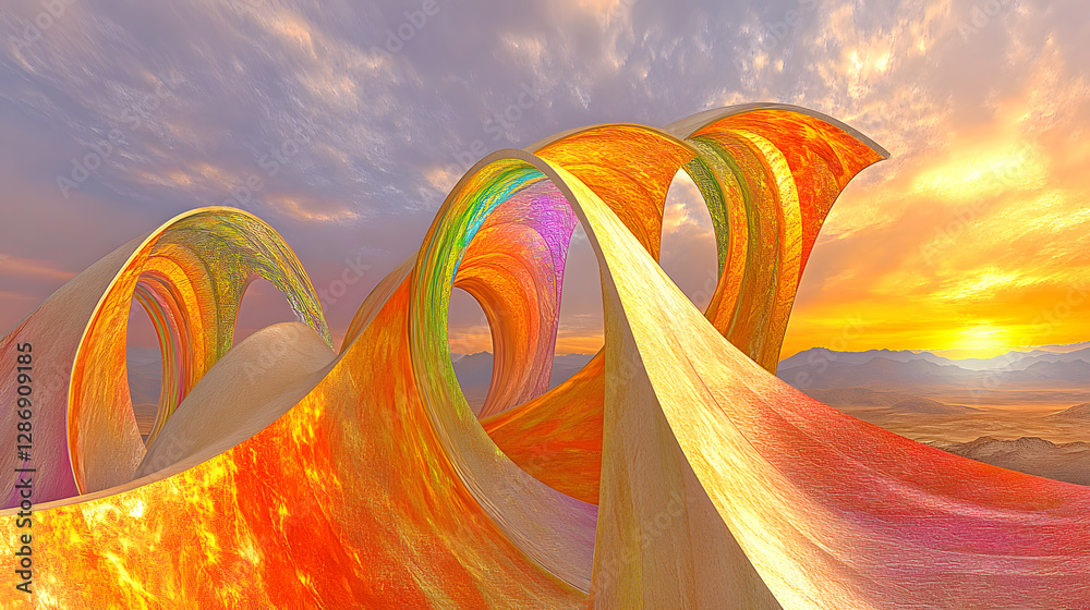 Poster computer generated abstract image featuring vibrant colors and shapes with an artistic representatio
