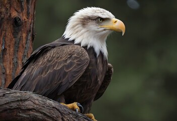 Obraz premium Majestic Bald Eagle (Haliaeetus leucocephalus) in Flight Over Wilderness