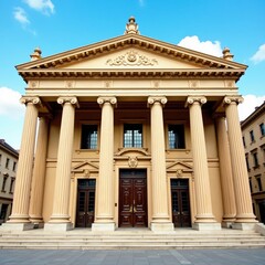 Neoclassical architecture, grand facade detail, structure, impressive