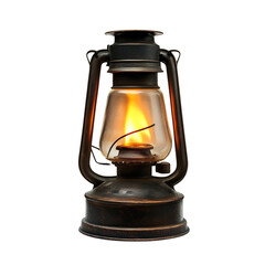 A Warm Flame Glowing Brightly from a Kerosene Lamp Isolated on Transparent Background