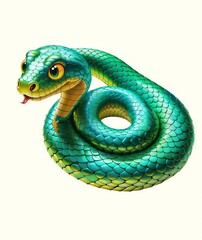 Fototapeta premium Green snake on a black background