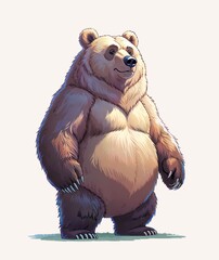 Vector illustration of brown bear cartoon isolated 