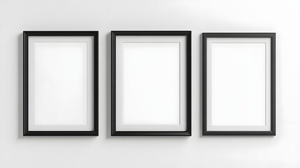 Elegant Empty Photo Frames Set on Clean White Background for Artwork Display