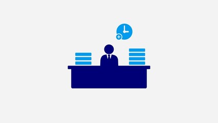 Overtime work icon. hard work concept illustration background. men work in office.