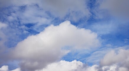 clear blue sky with beautiful white clouds, perfect for background