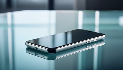 유리 테이블 위에 스마트폰이 놓여 있다