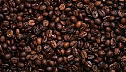 테이블 위에 갈색의 커피 원두가 가득 깔려 있는 배경