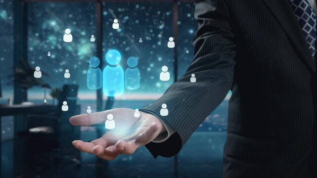 Business person engages in networking, building valuable connections. Effective people networking strategies to broaden professional network and opportunities UUID