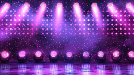 Vibrant stage design with pink spotlights and purple backdrop for a star studded award ceremony