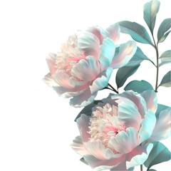 Delicate Pastel Peonies on Black Background