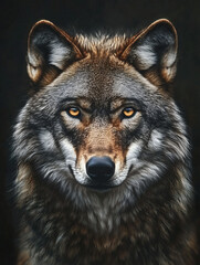 Fototapeta premium Primer plano de lobo con mirada intensa