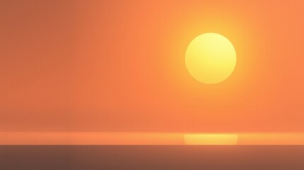 Obraz premium A golden sun descends on the serene sea horizon, radiating a warm, tranquil light.