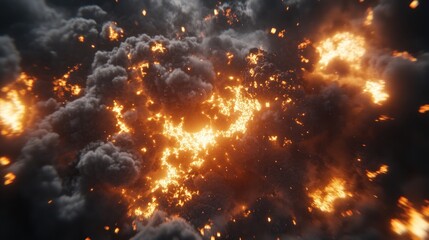 Fototapeta premium Fiery Explosion Smoke and Embers billowing upward
