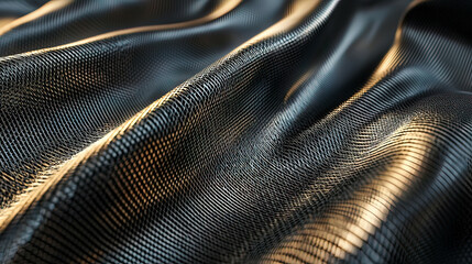 Naklejka premium Ultra-detailed shot of smart fabric with integrated stretch sensors, fine weave, metallic finish, seamless design, modern lighting