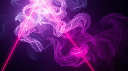Fototapeta premium Dreamy abstract background with swirls of smoke illuminated by vibrant pink and purple neon lights.