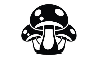 mushrooms silhouette ,mushrooms vector icon illustration, fungi vector icon, edible mushrooms illustration, black and white mushroom design