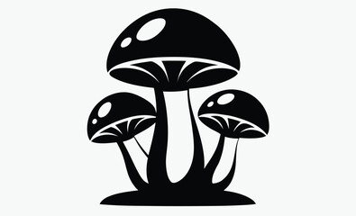 mushrooms silhouette ,mushrooms vector icon illustration, fungi vector icon, edible mushrooms illustration, black and white mushroom design