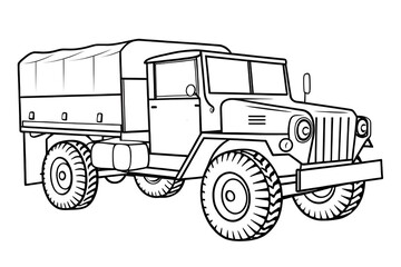 Fototapeta premium Truck Line Drawing, Black and White Coloring Page for Kids