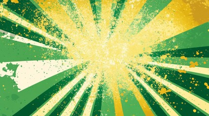 Vibrant abstract green and yellow burst with splashing paint effect