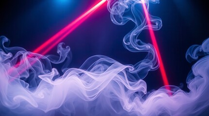 Obraz premium Swirls of ethereal smoke dance with vibrant red laser lights, creating a mesmerizing abstract design.