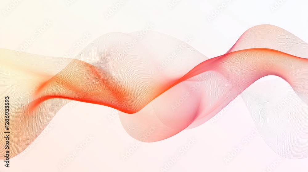Wall mural abstract red wave pattern on light background