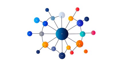 Vibrant Network Diagram: A Colorful Digital Illustration of Interconnected Nodes AI Generated