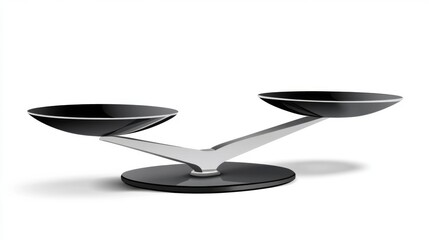 Sleek modern black and silver balance scale on white background