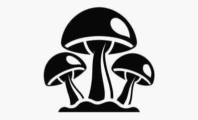 mushrooms silhouette ,mushrooms vector icon illustration, fungi vector icon, edible mushrooms illustration, black and white mushroom design