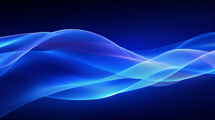 Abstract blue waves light futuristic modern horizontal design on dark background