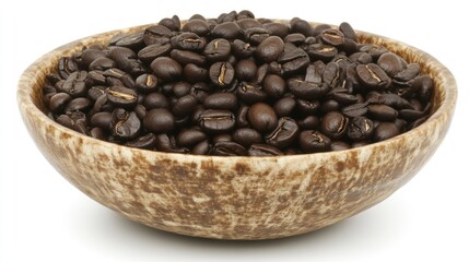 Fototapeta premium Roasted Coffee Beans in a Bowl Perfect for Coffee Beverage Preparation