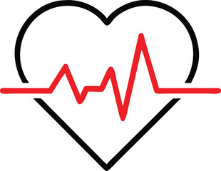 Heartbeat line in heart icons medical and healthcare vector symbols