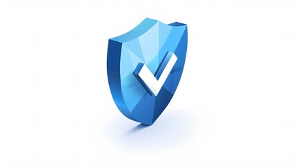 cartoon 3d Icon safety shield check mark perspective . Blue symbol security safety icon. Checkmark...