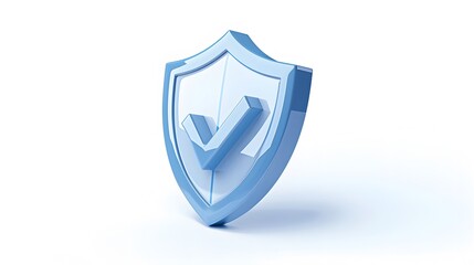 cartoon 3d Icon safety shield check mark perspective . Blue symbol security safety icon. Checkmark...