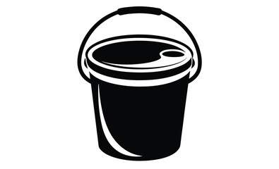 Paint bucket silhouette,Paint bucket black vector icon, black and white painting tool, vector illustration 