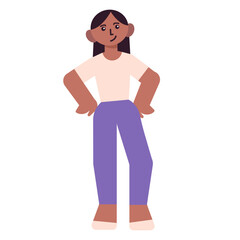 Confident woman standing with hands on the sides