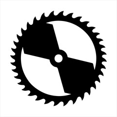  saw icon  blade vector design, silhouette white background