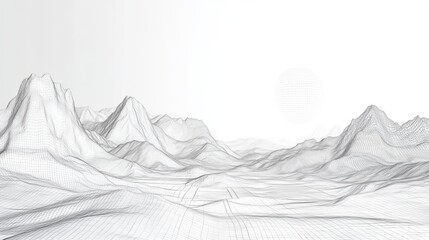Obraz premium Wireframe landscape with mountains and valleys in minimalist style