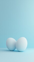 Fototapeta premium Easter Sky Blue 3d background minimalistic mockup with space for text