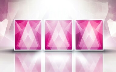 Obraz premium Three Pink Geometric Panels Abstract Design